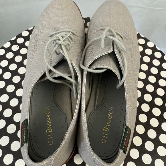 GH Bass Canvas Elly-2 Oxfords Shoes Gray Yellow Soles Women’s 7 M - Picture 4 of 7